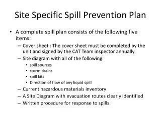 Site Specific Spill Prevention Plan