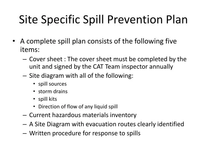 site specific spill prevention plan