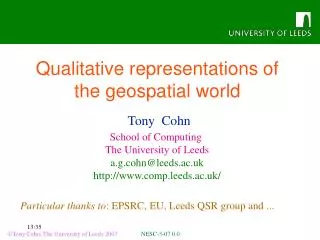 Qualitative representations of the geospatial world