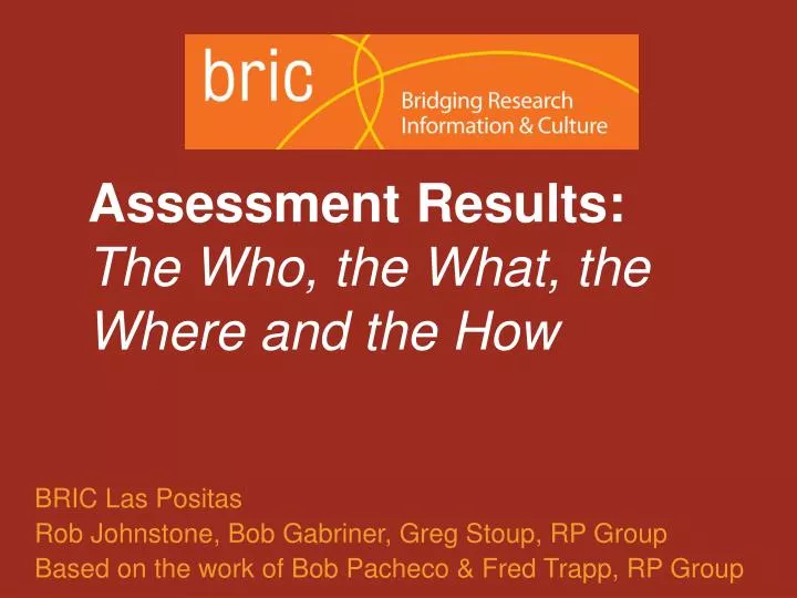 assessment results the who the what the where and the how