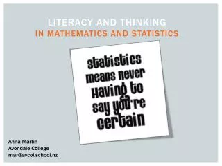 Literacy and thinking in mathematics and Statistics