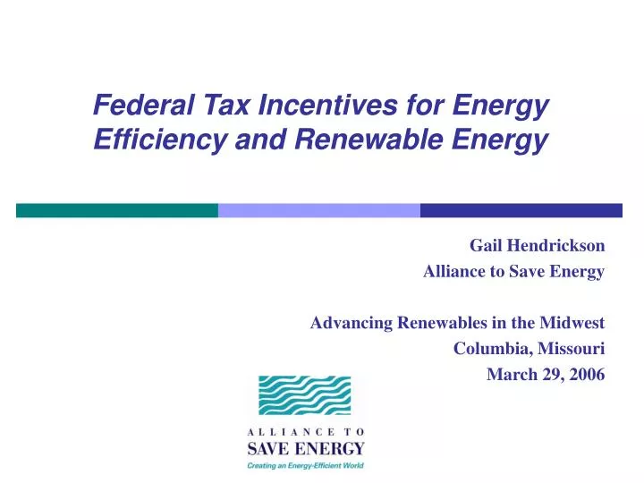 federal tax incentives for energy efficiency and renewable energy
