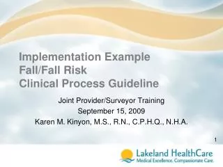 Implementation Example Fall/Fall Risk Clinical Process Guideline