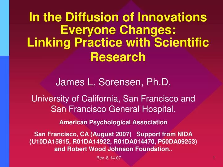 in the diffusion of innovations everyone changes linking practice with scientific research