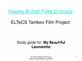 Viewing British Films Critically ELTeCS Tambov Film Project