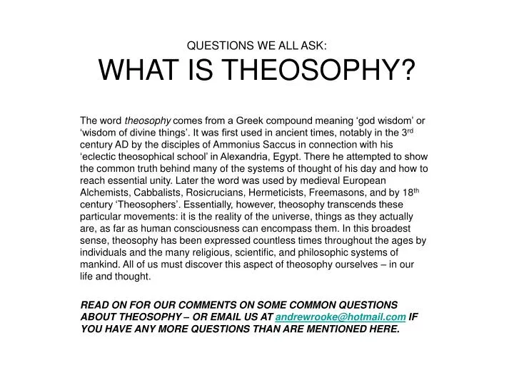 questions we all ask what is theosophy