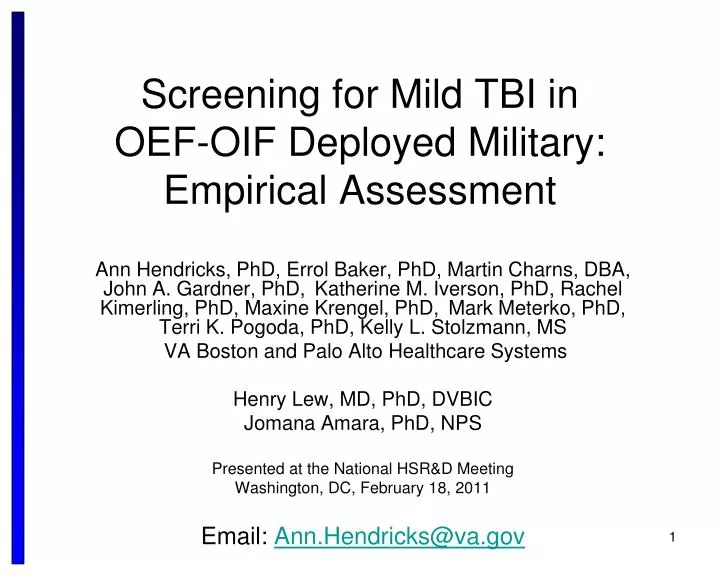 screening for mild tbi in oef oif deployed military empirical assessment