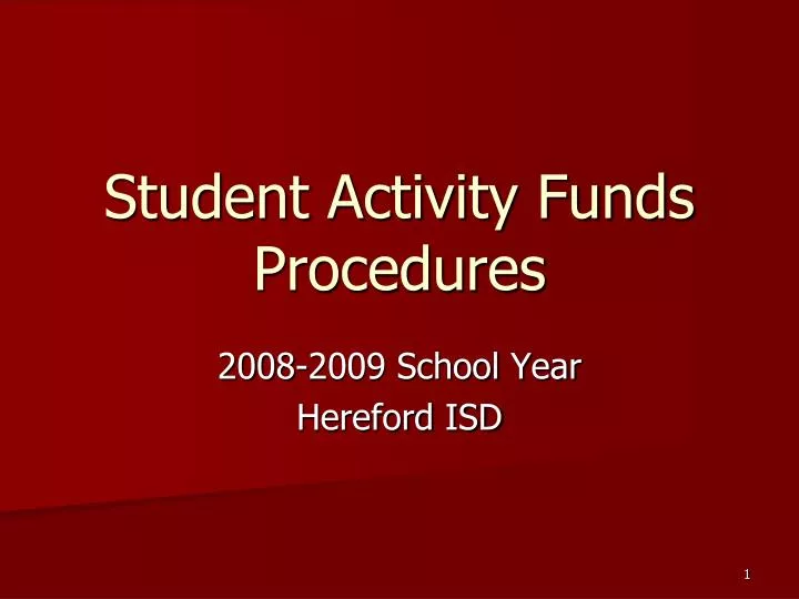 student activity funds procedures