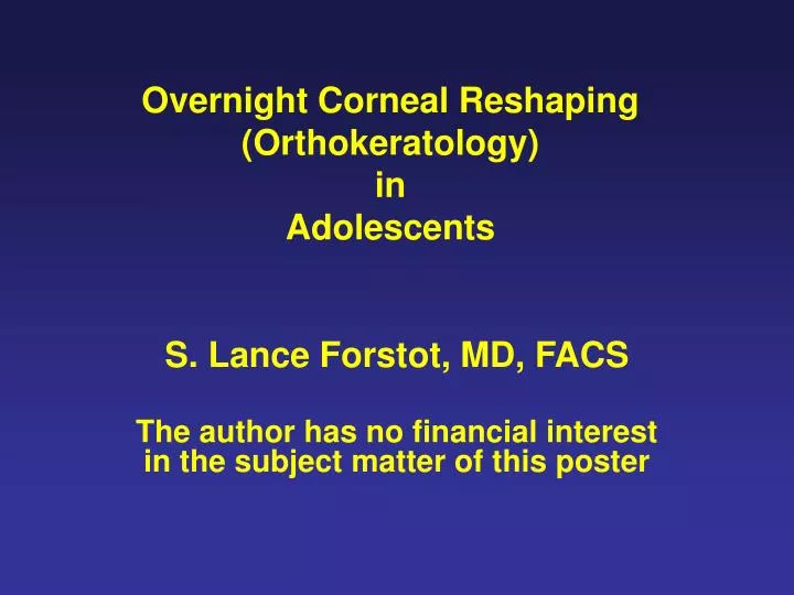 overnight corneal reshaping orthokeratology in adolescents