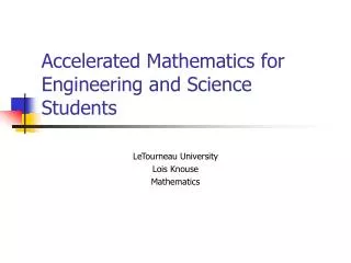 Accelerated Mathematics for Engineering and Science Students