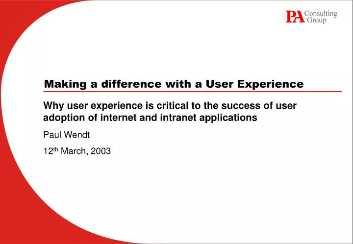 making a difference with a user experience