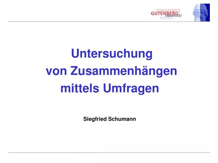 untersuchung von zusammenh ngen mittels umfragen siegfried schumann