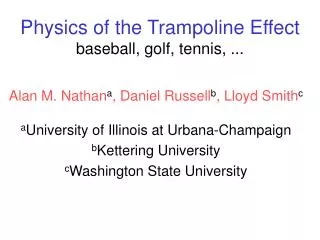 Physics of the Trampoline Effect baseball, golf, tennis, ...