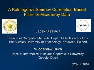 A Kolmogorov -Smirnov Correlation-Based Filter for Microarray Data