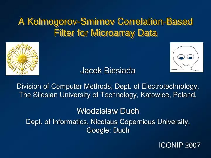 a kolmogorov smirnov correlation based filter for microarray data