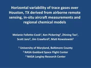 Horizontal variability of trace gases over Houston, TX derived from airborne remote sensing, in-situ aircraft measuremen