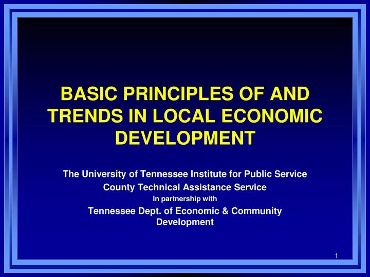 basic principles of and trends in local economic development