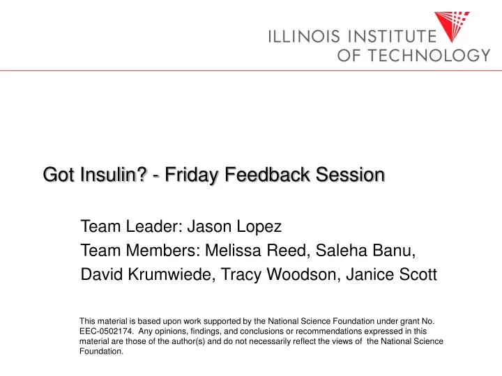 got insulin friday feedback session