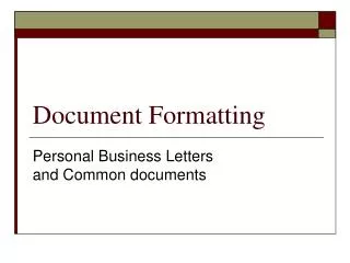 Document Formatting