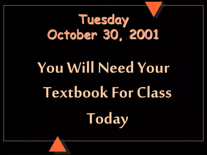 tuesday october 30 2001