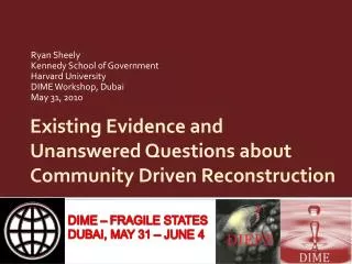 Existing Evidence and Unanswered Questions about Community Driven Reconstruction