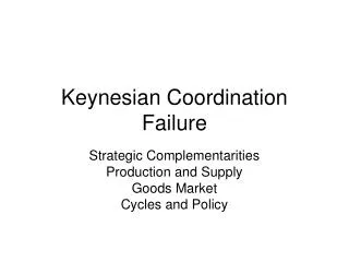 Keynesian Coordination Failure
