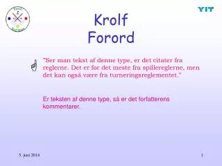 Krolf Forord