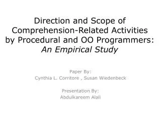 Direction and Scope of Comprehension-Related Activities by Procedural and OO Programmers: An Empirical Study