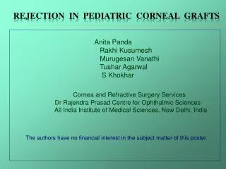 Rejection in pediatric corneal grafts