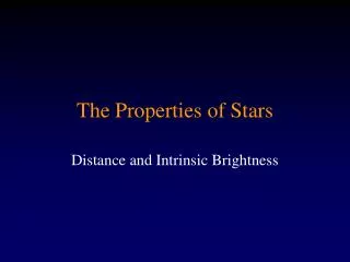 The Properties of Stars