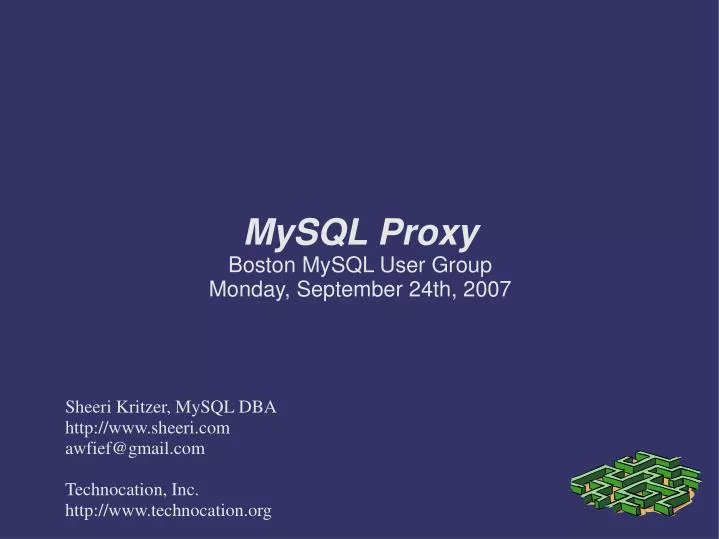 mysql proxy boston mysql user group monday september 24th 2007