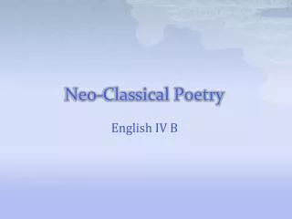 Neo-Classical Poetry