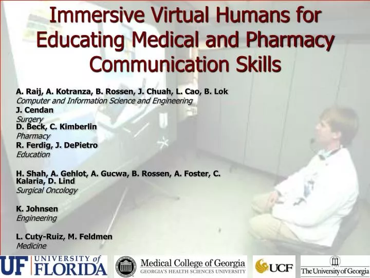 immersive virtual humans for educating medical and pharmacy communication skills