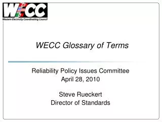 WECC Glossary of Terms