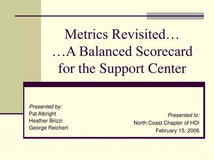 metrics revisited a balanced scorecard for the support center