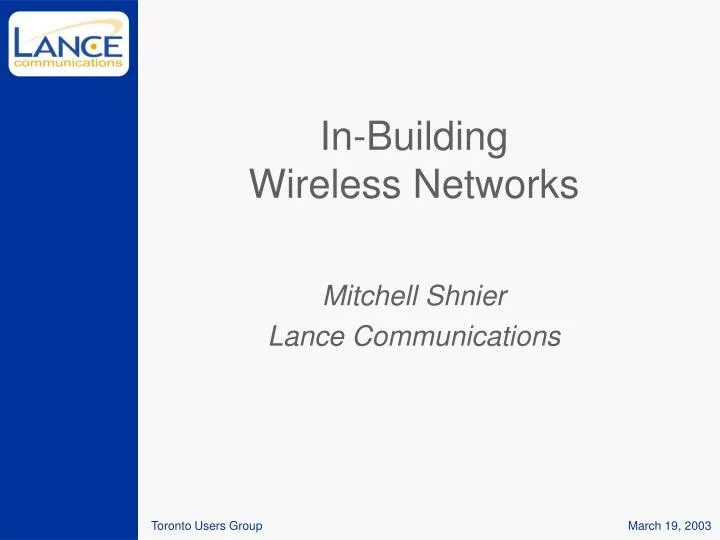in building wireless networks
