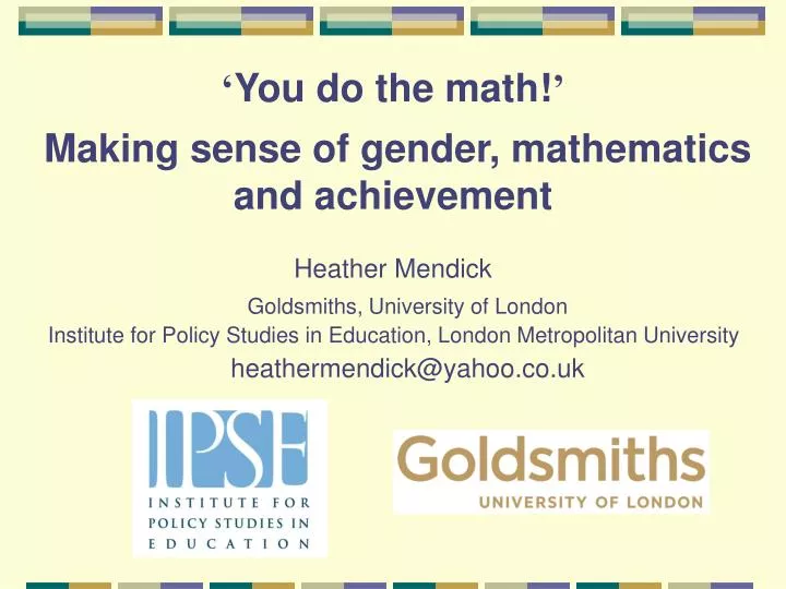 you do the math making sense of gender mathematics and achievement