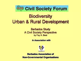 Biodiversity Urban &amp; Rural Development Barbados Study A Civil Society Perspective by Fay A. Best