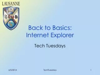 Back to Basics: Internet Explorer