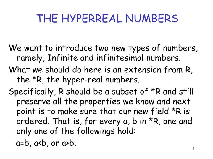 the hyperreal numbers