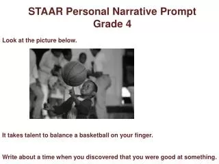 STAAR Personal Narrative Prompt Grade 4