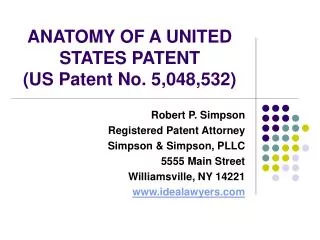 ANATOMY OF A UNITED STATES PATENT (US Patent No. 5,048,532)
