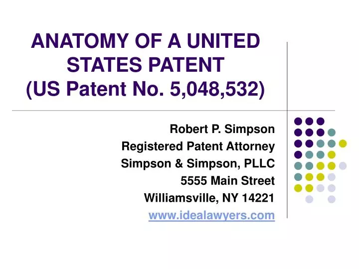 anatomy of a united states patent us patent no 5 048 532