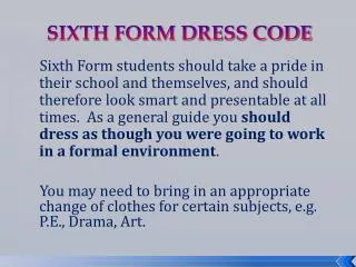 SIXTH FORM DRESS CODE