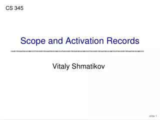 Scope and Activation Records