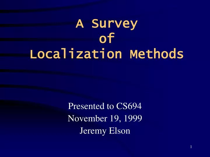a survey of localization methods