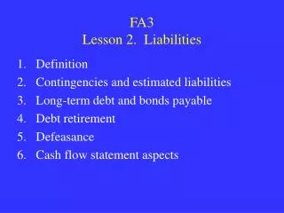 FA3 Lesson 2. Liabilities