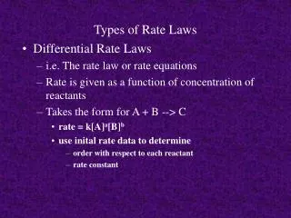Types of Rate Laws