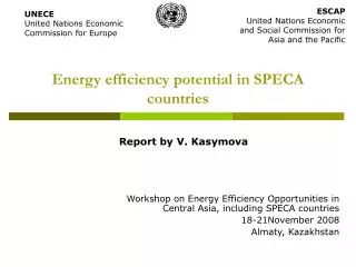 Energy efficiency potential in SPECA countries
