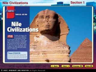 Preview Starting Points Map: The Nile Valley Main Idea / Reading Focus Geography and Early Egypt The Old Kingdom The Mid